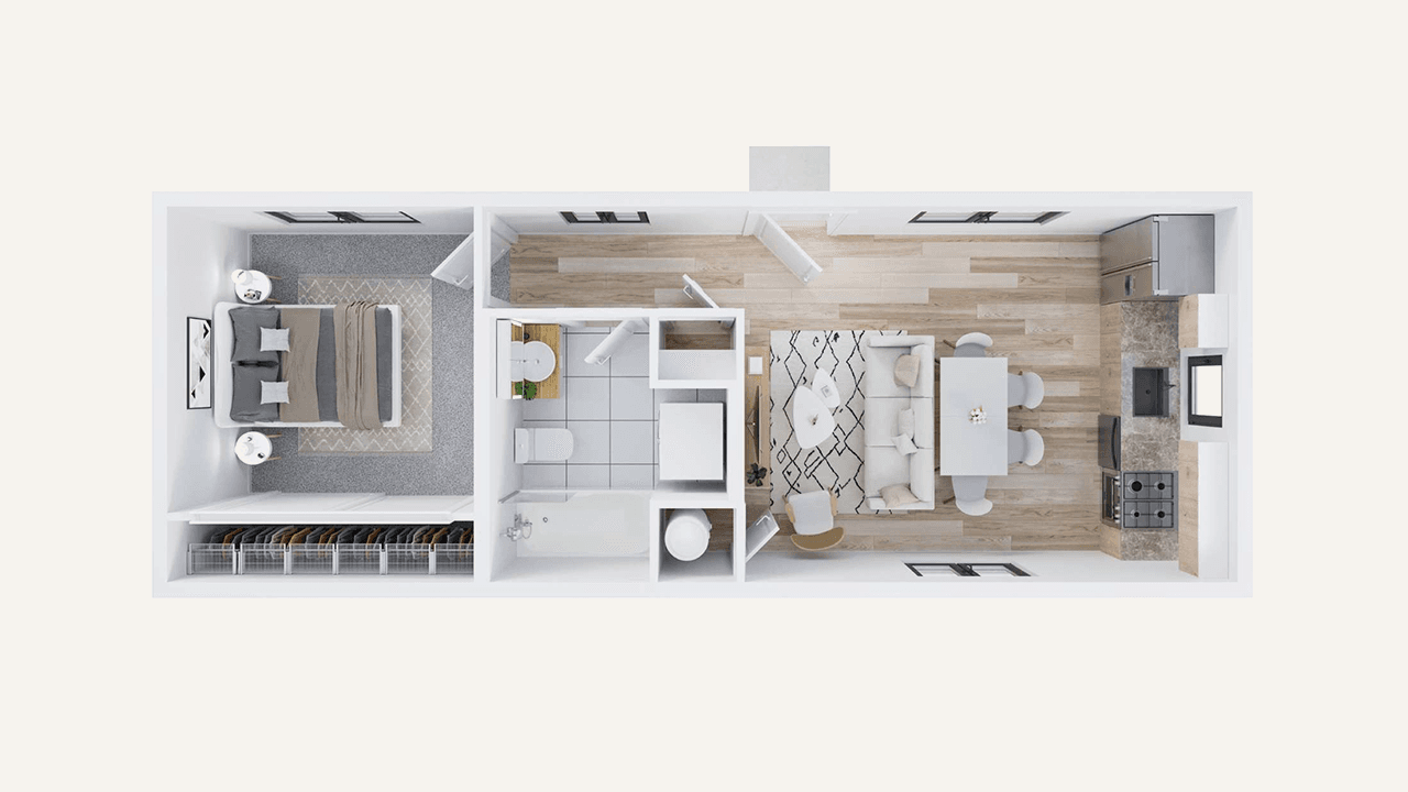 Proven ADU floor plan optimized for efficiency and livability