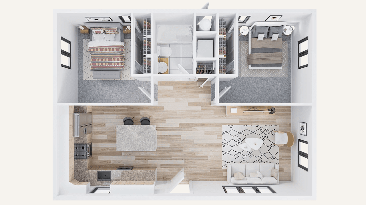 Proven ADU floor plan optimized for efficiency and livability